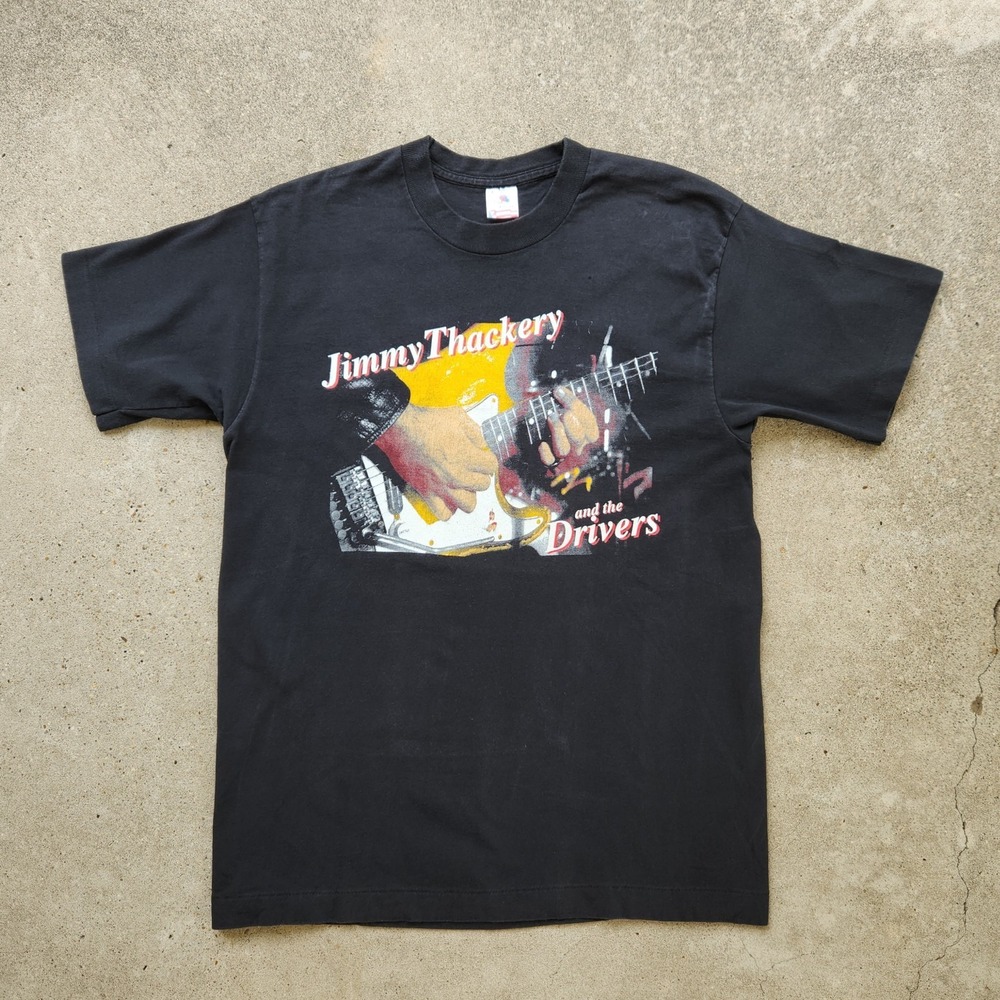 Jimmy Thackery & The Drivers T-Shirt L Black VTG 90s Blues Band‎ Single Stitch
